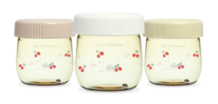 Grosmimi Cherrish PPSU Baby Food Jar 250ml - White/Pure Gold/Rose Gold