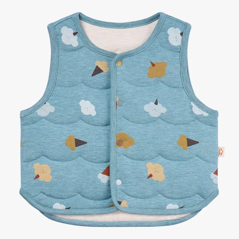 Petite Revery Quilted Reversible Vest - Cloudy Cottoncandy