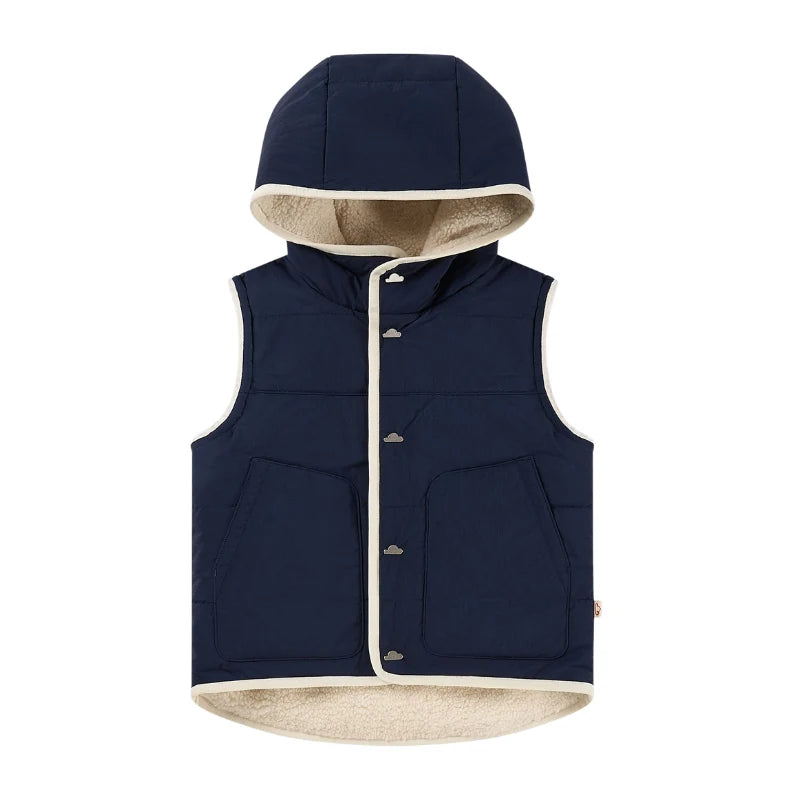 Petite Revery Quilted Reversible Vest - Blueberry
