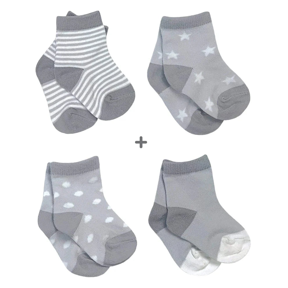 Perlim Pinpin 4 Pairs of Socks - Light Grey