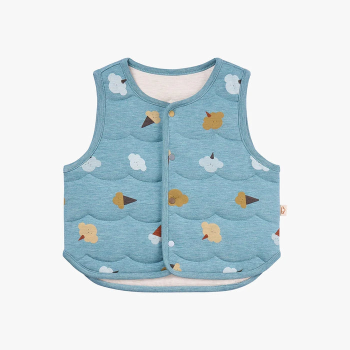 Petite Revery Quilted Reversible Vest - Cloudy Cottoncandy