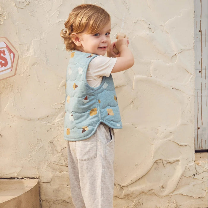 Petite Revery Quilted Reversible Vest - Cloudy Cottoncandy