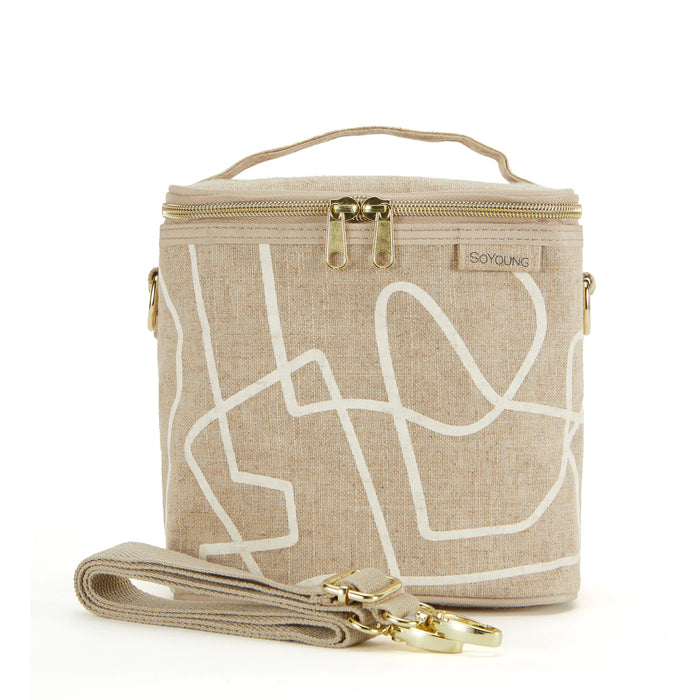 So Young Petite Lunch Poche - White Abstract Lines