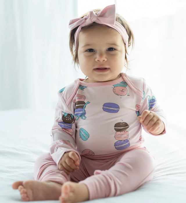 Silkberry Baby Long Sleeve Onesie - Macaron Party Print