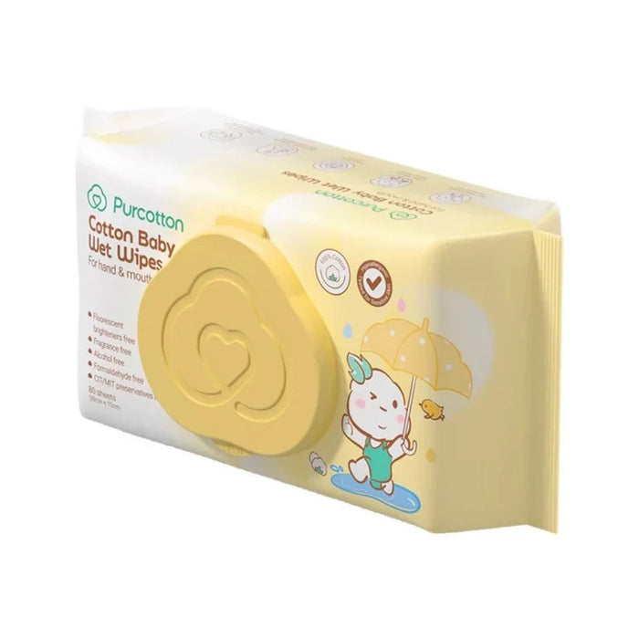 Purcotton Cotton Baby Wet Wipes 80 Sheets (3pk)