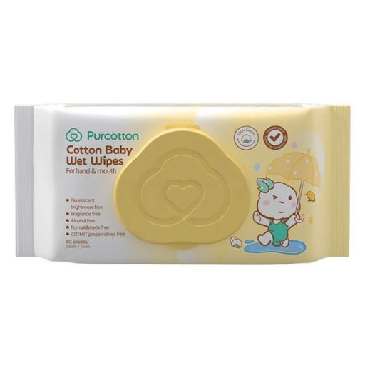 Purcotton Cotton Baby Wet Wipes 80 Sheets (3pk)