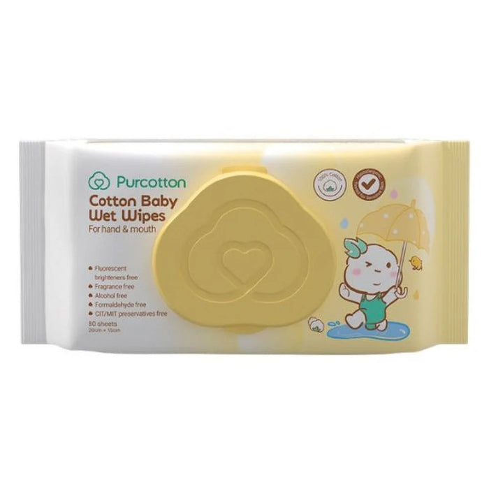 Purcotton Cotton Baby Wet Wipes 80 Sheets (3pk)