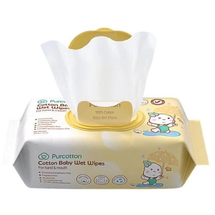 Purcotton Cotton Baby Wet Wipes 80 Sheets (3pk)