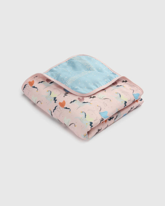 Loulou Lollipop Muslin Quilt Blanket - Unicorn Ballet QTUNB