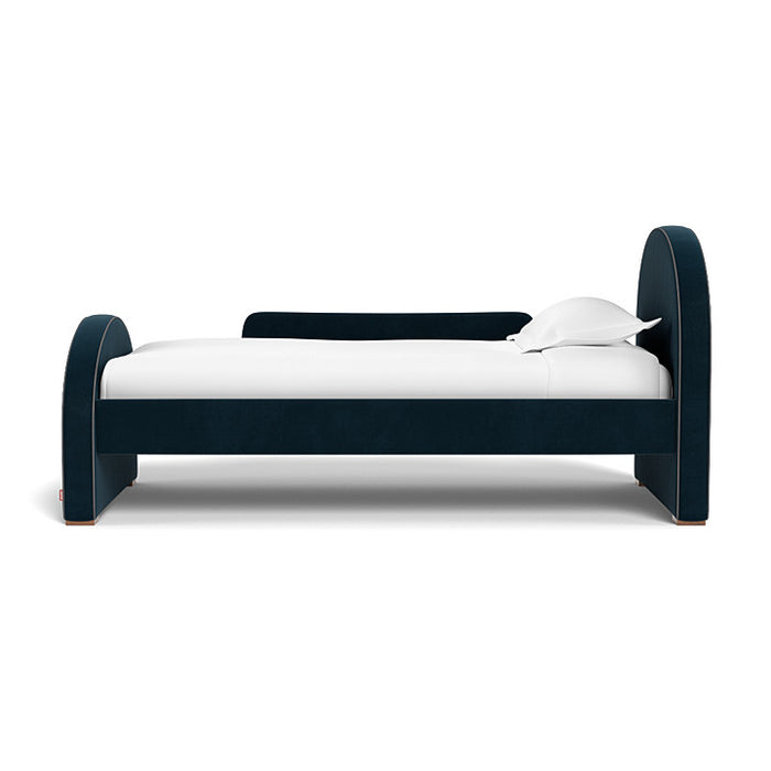 Monte Luna Twin Bed with Toddler rail - Navy Velvet/Graphite Piping (Markham STORE PICK UP ONLY)