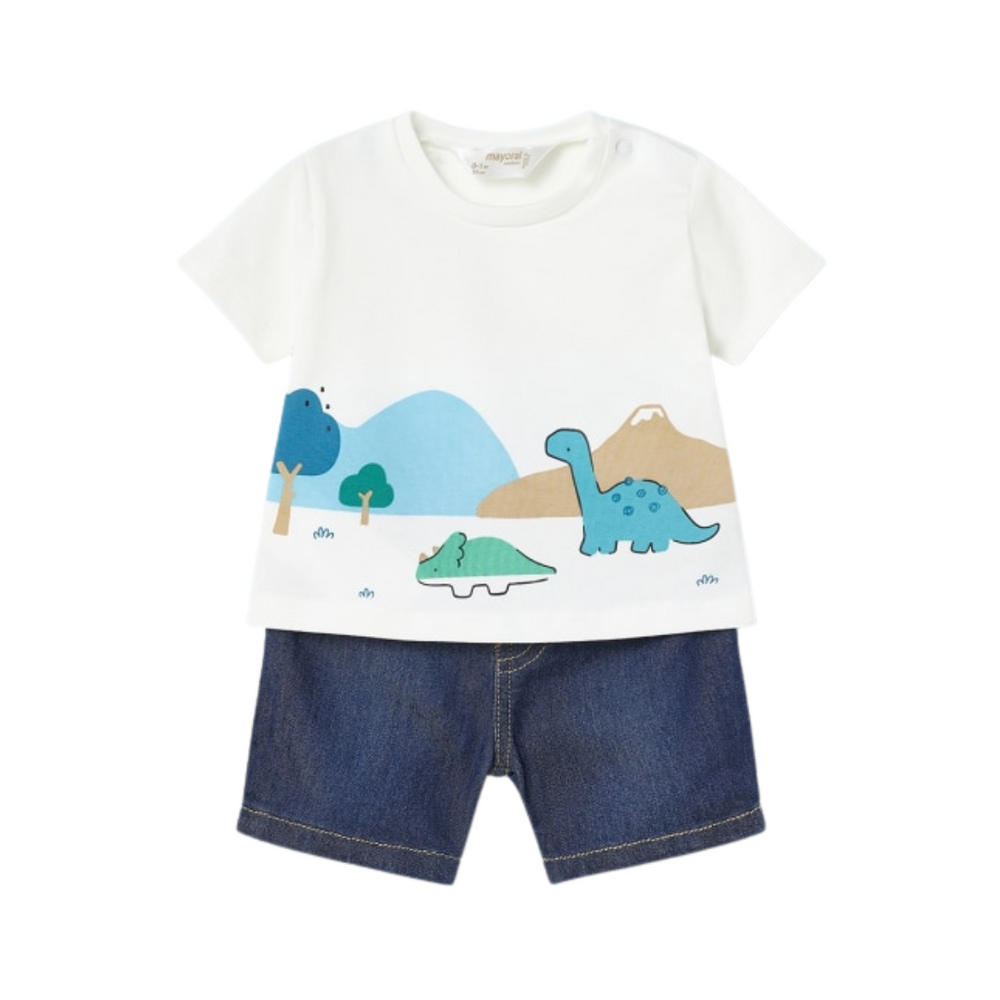 Mayoral Sustainable Cotton Denim Shorts Set