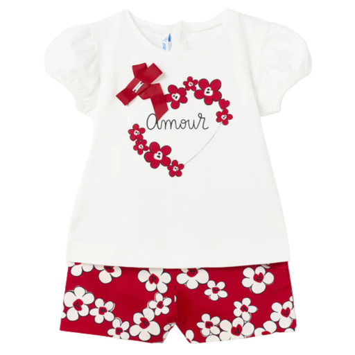 Mayoral Cotton Satin Shorts Set - Rojo