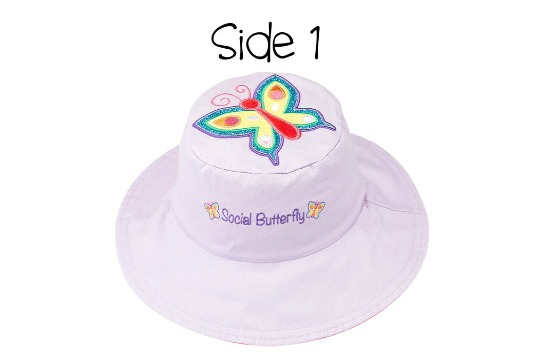 Flapjack Cotton Reversible Sun Hat Butterfly/Flower