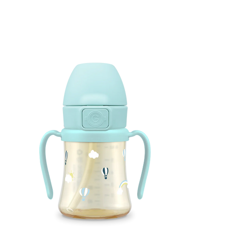 Grosmimi PPSU Straw Cup With Steel Free One Touch Cap - Sky Balloon 200ml