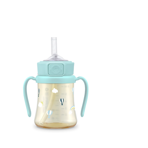 Grosmimi PPSU Straw Cup With Steel Free One Touch Cap - Sky Balloon 200ml