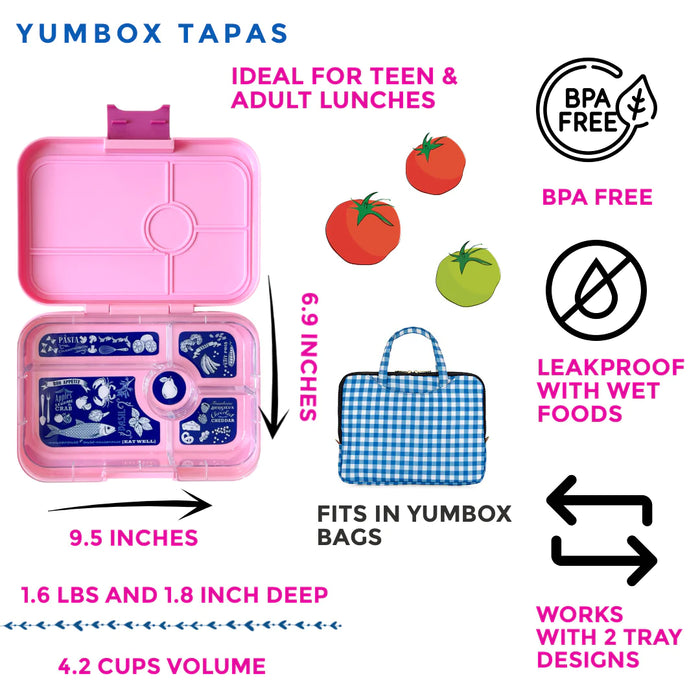 Yumbox Tapas 5 Compartment - Capri Pink w/ Bon Appetite Tray