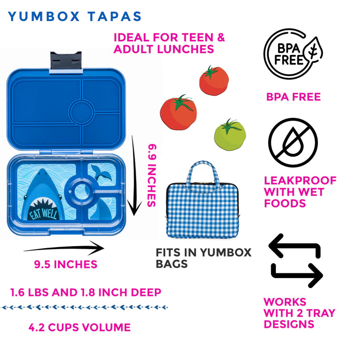 Yumbox Tapas Bento Box - Monte CarloBlue/Shark Tray