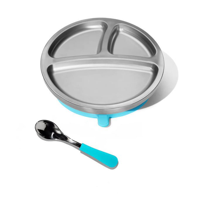 Avanchy Stainless Steel Round Divided Plate - Blue