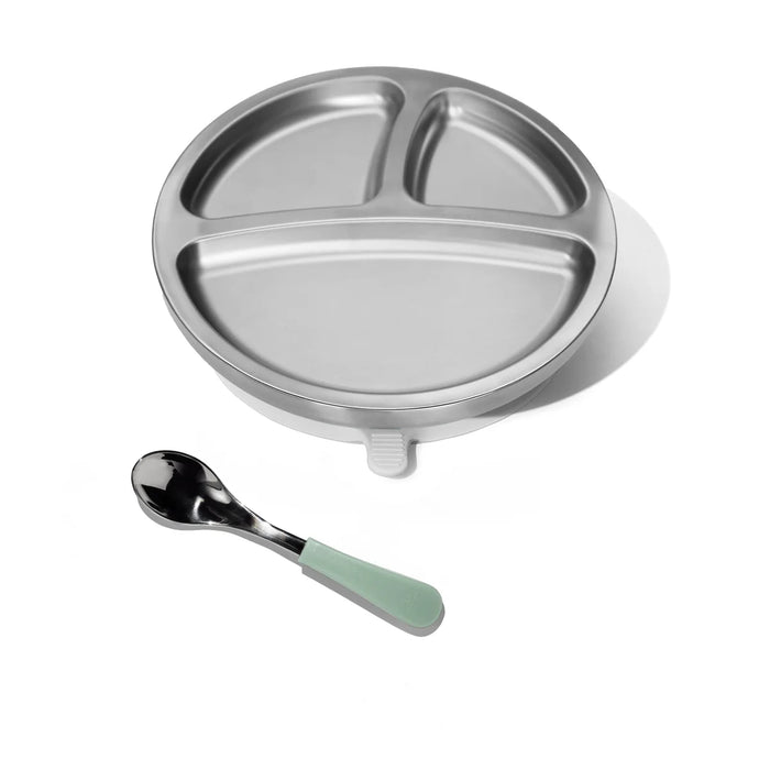 Avanchy Stainless Steel Round Divided Plate - Grey