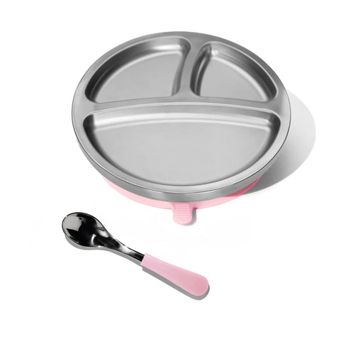 Avanchy Stainless Steel Round Divided Plate - Pink