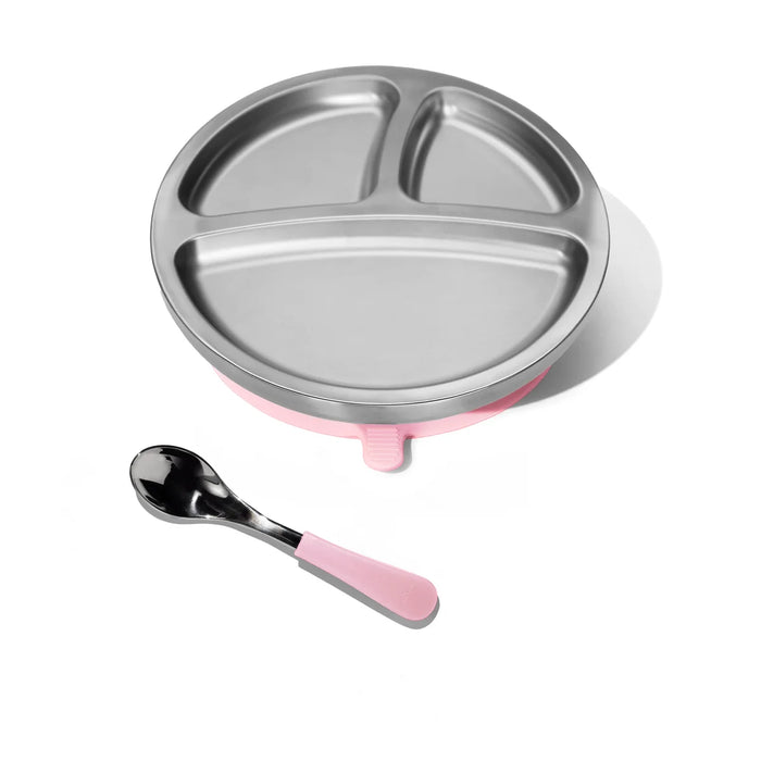 Avanchy Stainless Steel Round Divided Plate - Pink