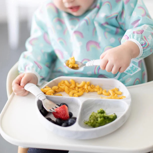 Bumkins Stainless Steel Spoon + Fork Marble