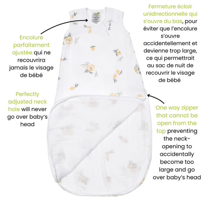 Perlim Pin Pin Cotton Sleep Bag 0.7 tog - Lemons