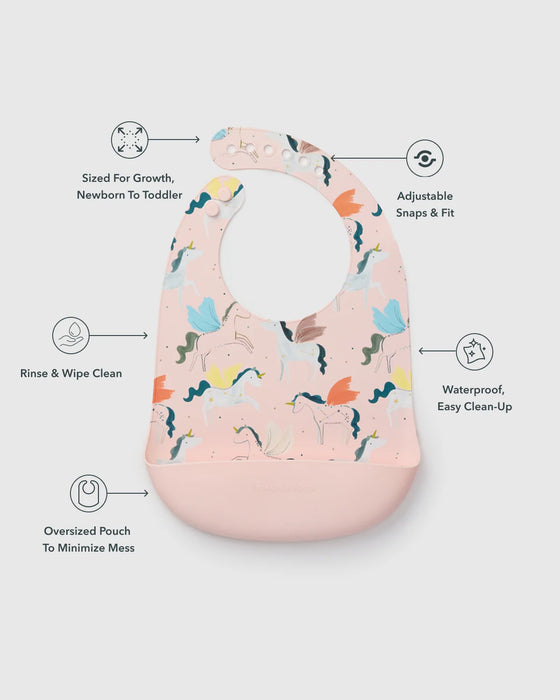 Loulou Lollipop Silicone Bib Printed - Unicorn Ballet