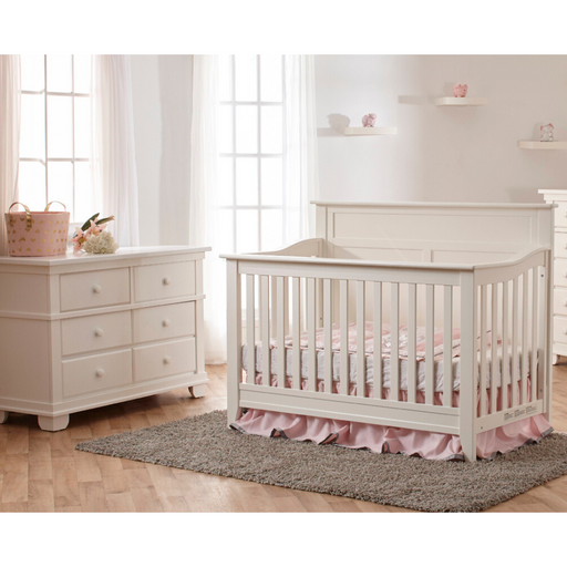 Pali Napoli Flat Top Forever Crib + Torino Double Dresser - White (Markham Store Pick Up Only))