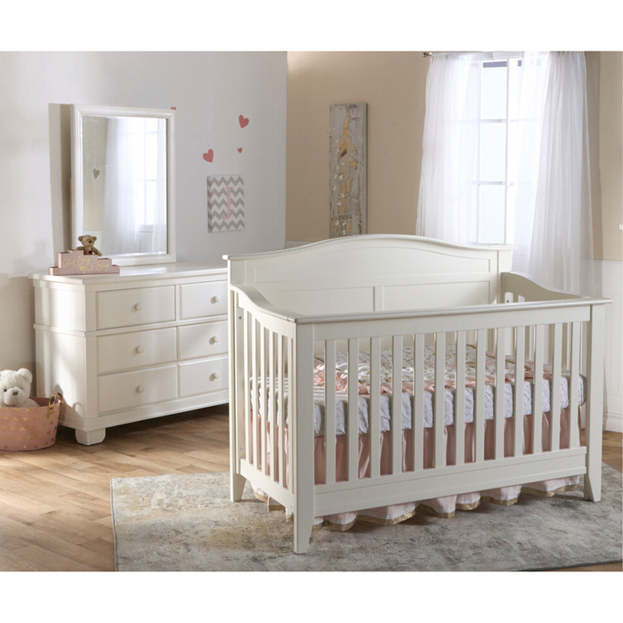 Pali Napoli Arch Top Forever Crib + Torino Double Dresser - White (Markham Store Pick Up ONLY)