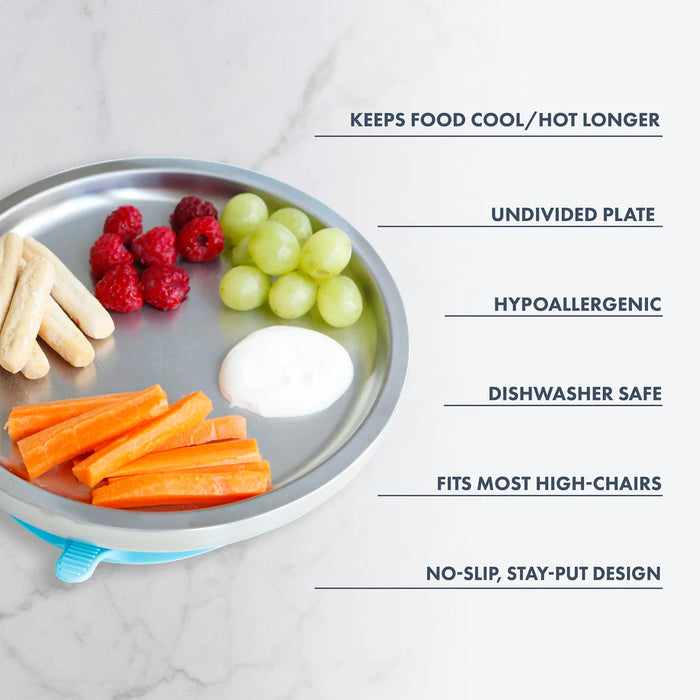 Avanchy Stainless Steel Silicone Round Open Plate - Grey