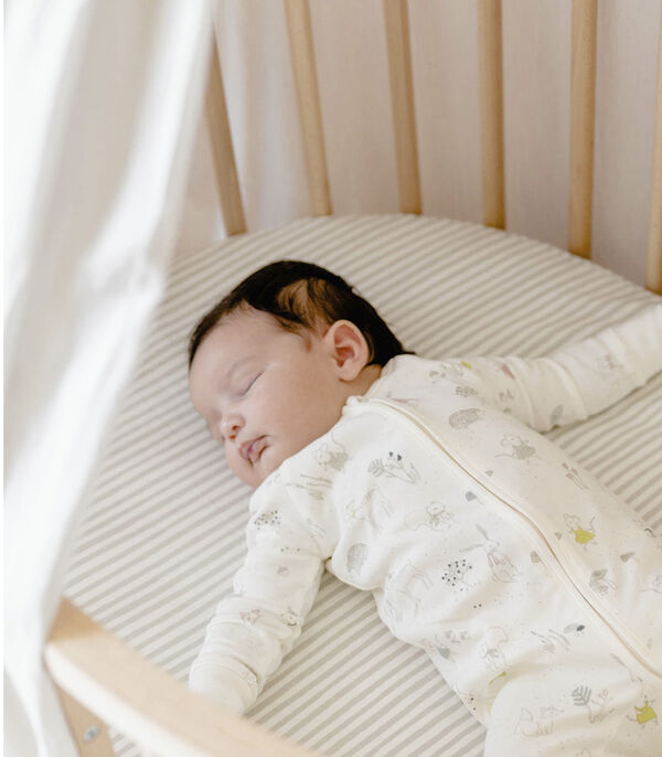 STOKKE V3 Bed Fitted Sheet by Pehr - Stripped Away Pebbles