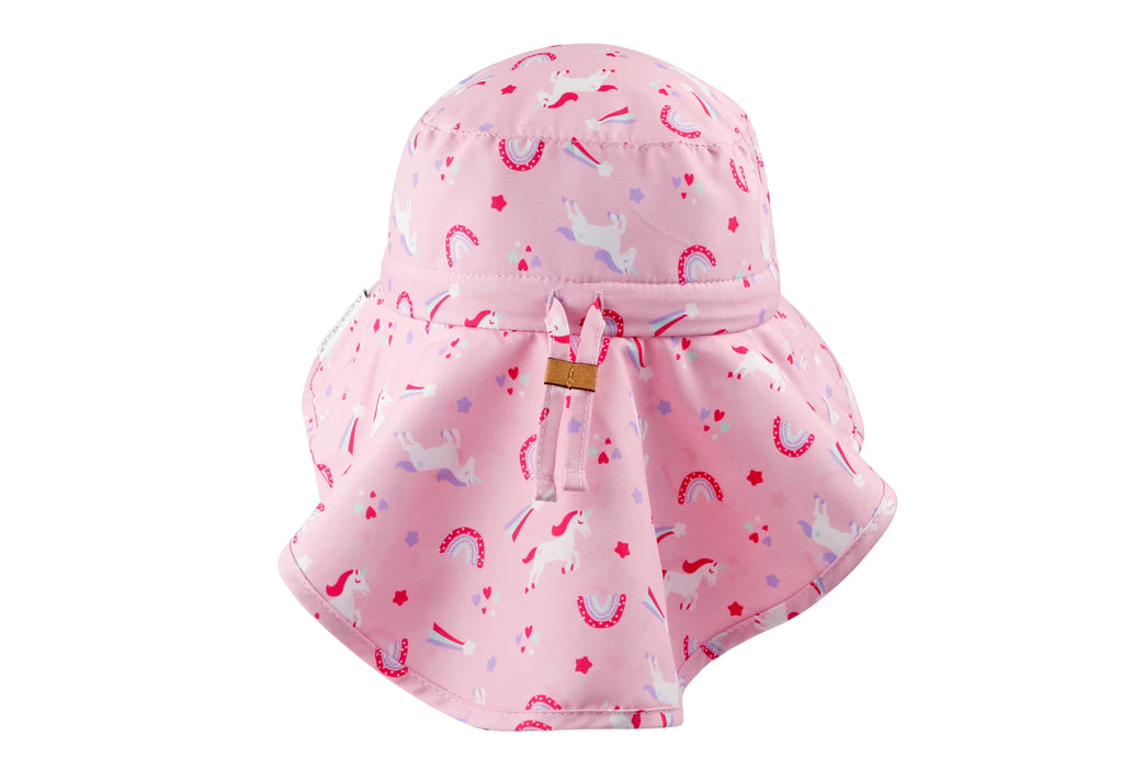 Flapjack Kids Sun Hat w/ Neck Cape - Unicorn