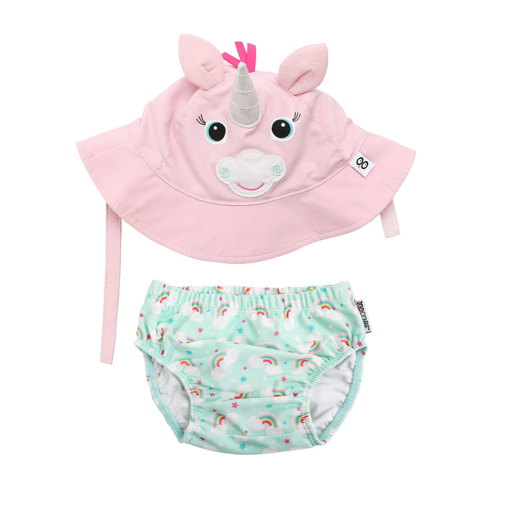 Zoocchini Swim Diaper & Sun Hat Set - Alicorn