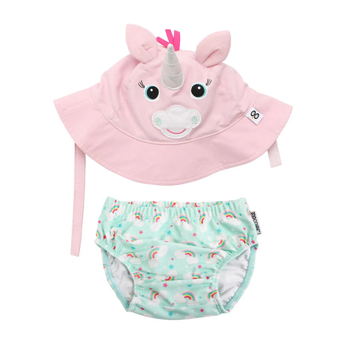 Zoocchini Swim Diaper & Sun Hat Set - Alicorn