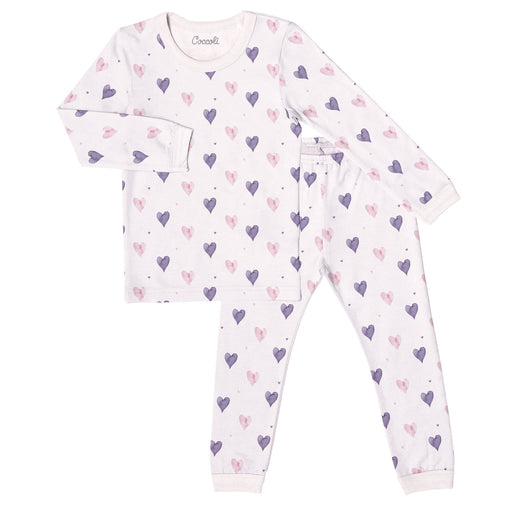 Coccoli Long Sleeve Modal Pyjama - Hearts On Light Pink