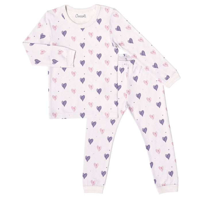 Coccoli Long Sleeve Modal Pyjama - Hearts On Light Pink