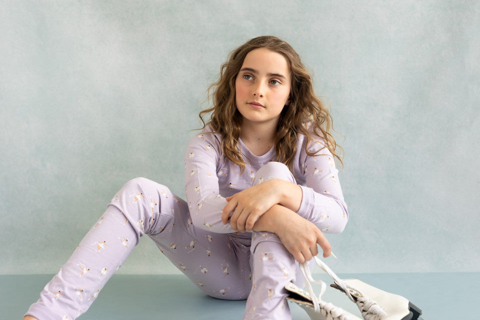 Coccoli Long Sleeve Modal Pyjama - Figure Skating On Purple