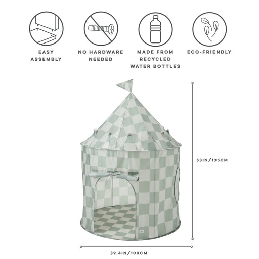 3 Sprouts Recycled Fabric Play Tent - Checkerboard Green