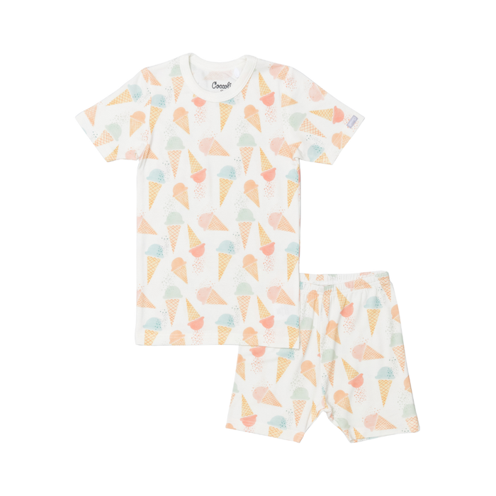 Coccoli Short Sleeve Modal Pyjama - Gelato Cones on Cream