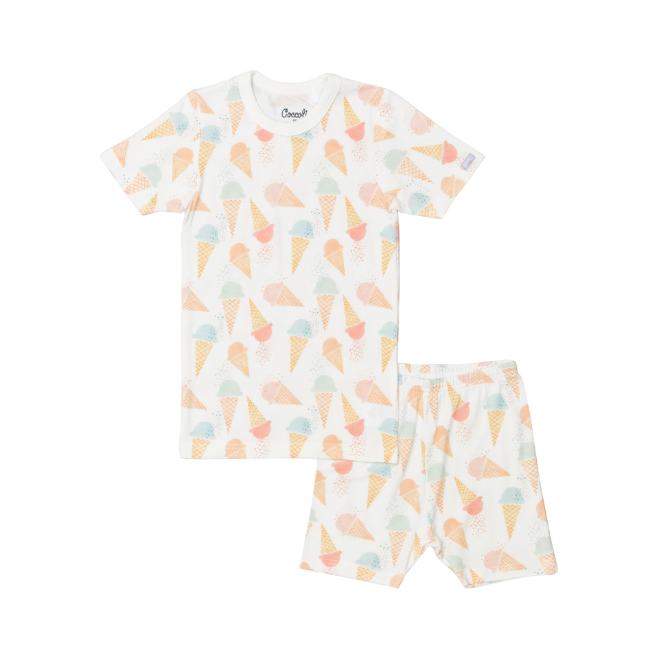 Coccoli Short Sleeve Modal Pyjama - Gelato Cones on Cream