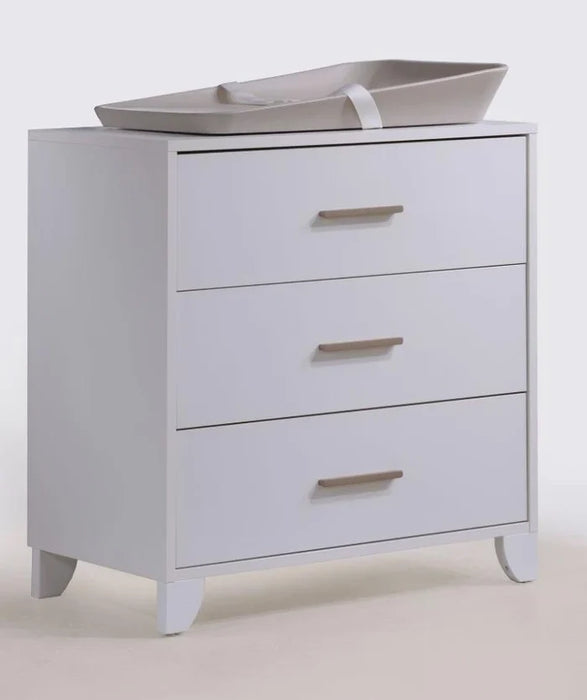 Natart Tulip Aiko Island Crib + 3 Drawer Dresser - All White