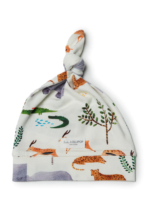 Loulou Lollipop Top Knot Beanie - Safari Jungle 0-6M