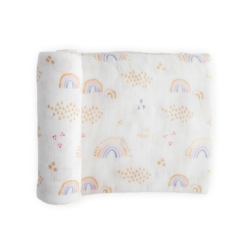 Little Unicorn Deluxe Muslin Swaddle - Rainbows & Raindrops