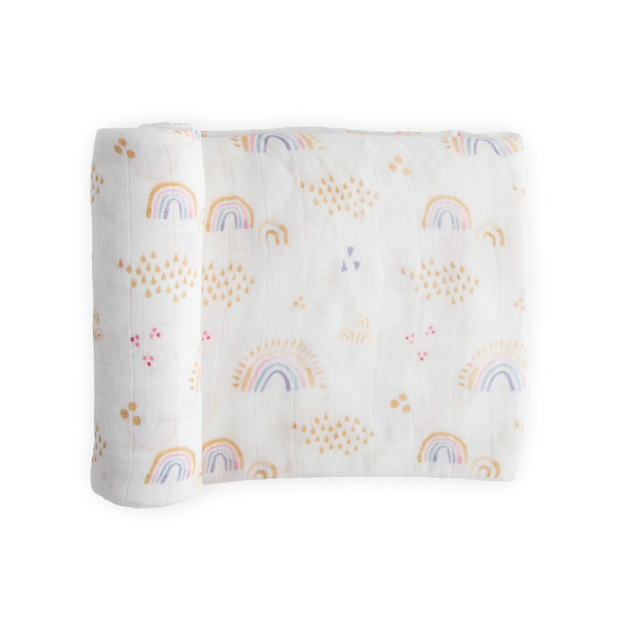 Little Unicorn Deluxe Muslin Swaddle - Rainbows & Raindrops