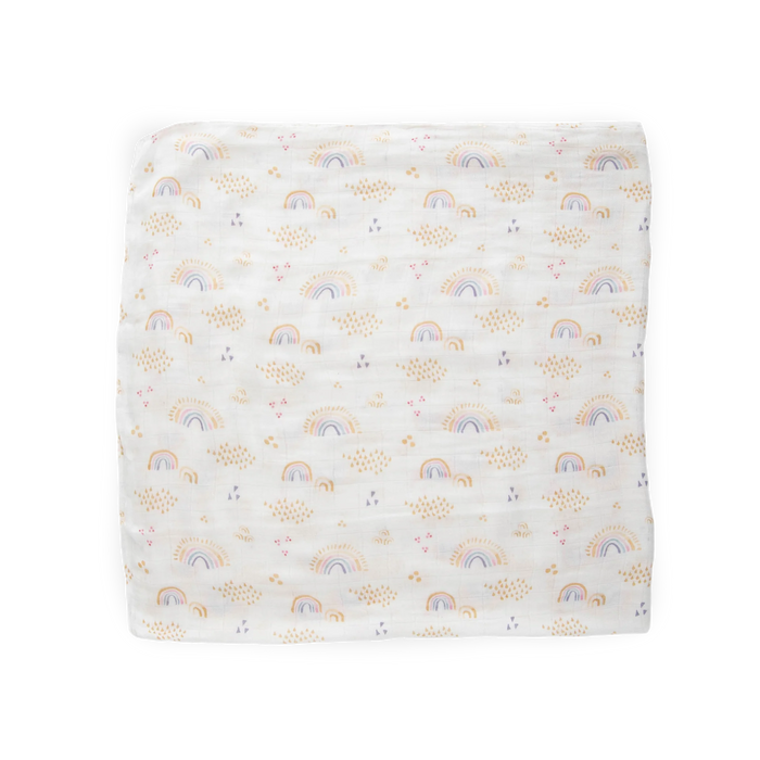 Little Unicorn Deluxe Muslin Swaddle - Rainbows & Raindrops