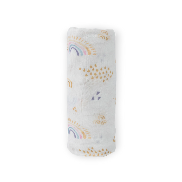 Little Unicorn Deluxe Muslin Swaddle - Rainbows & Raindrops