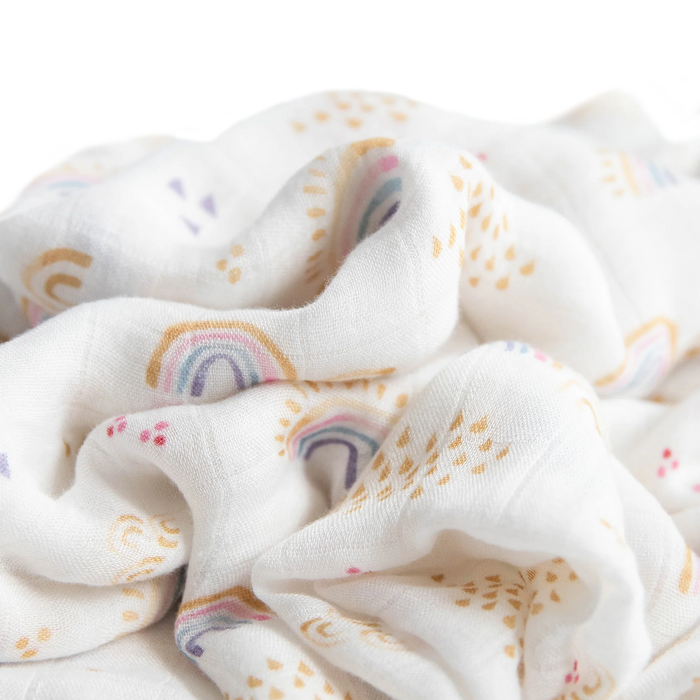 Little Unicorn Deluxe Muslin Swaddle - Rainbows & Raindrops
