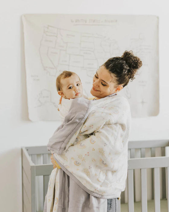 Little Unicorn Deluxe Muslin Quilt - Rainbows&Raindrops