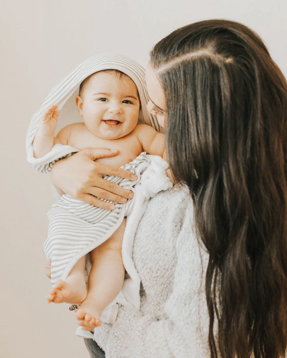 Little Unicorn Infant Hooded Towel - Grey Stripe